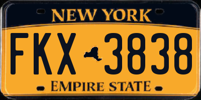 NY license plate FKX3838