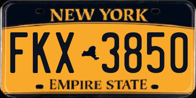 NY license plate FKX3850