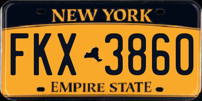 NY license plate FKX3860