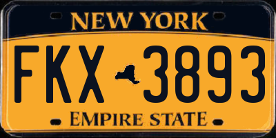 NY license plate FKX3893