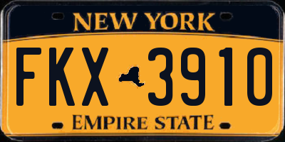 NY license plate FKX3910