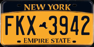 NY license plate FKX3942