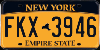 NY license plate FKX3946