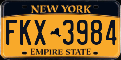 NY license plate FKX3984