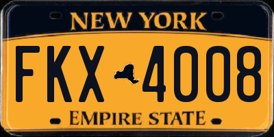 NY license plate FKX4008
