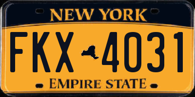 NY license plate FKX4031