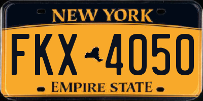 NY license plate FKX4050