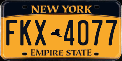 NY license plate FKX4077