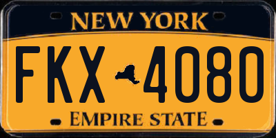 NY license plate FKX4080