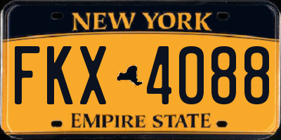 NY license plate FKX4088