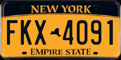 NY license plate FKX4091