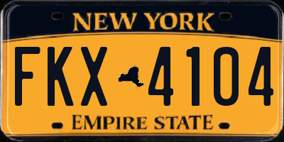 NY license plate FKX4104