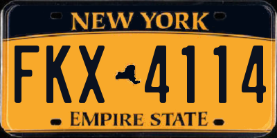 NY license plate FKX4114