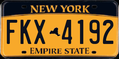NY license plate FKX4192