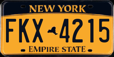 NY license plate FKX4215