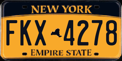 NY license plate FKX4278