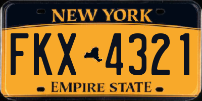 NY license plate FKX4321