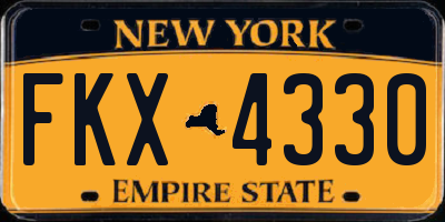 NY license plate FKX4330