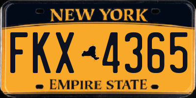 NY license plate FKX4365
