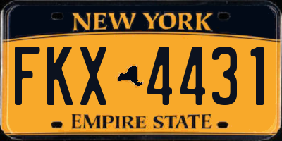 NY license plate FKX4431