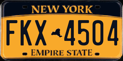 NY license plate FKX4504