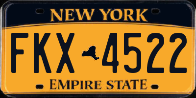 NY license plate FKX4522