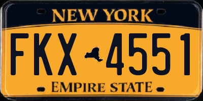 NY license plate FKX4551
