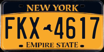 NY license plate FKX4617