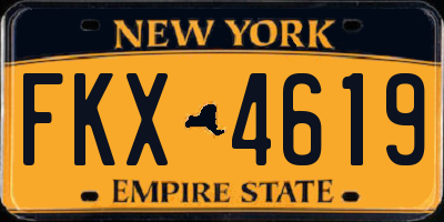 NY license plate FKX4619