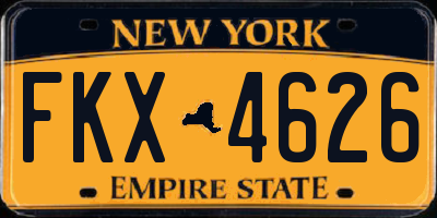 NY license plate FKX4626