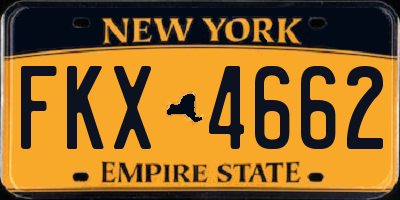 NY license plate FKX4662