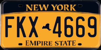 NY license plate FKX4669