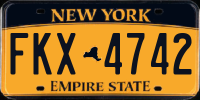 NY license plate FKX4742