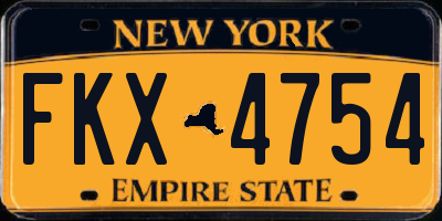 NY license plate FKX4754
