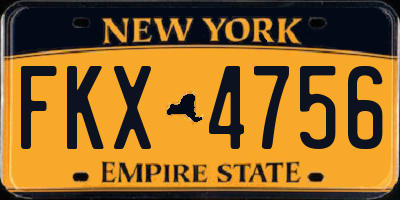 NY license plate FKX4756