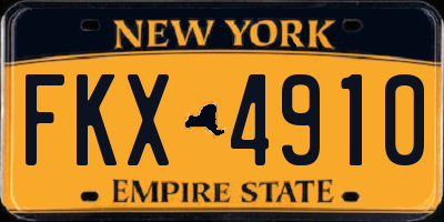 NY license plate FKX4910