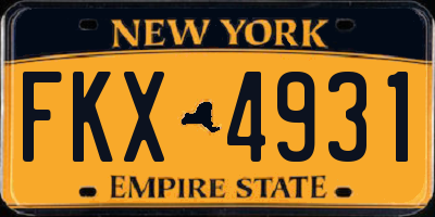 NY license plate FKX4931