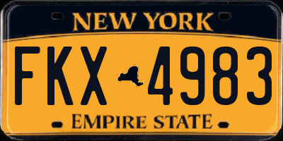 NY license plate FKX4983