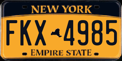 NY license plate FKX4985