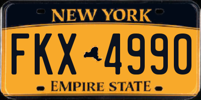 NY license plate FKX4990