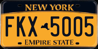 NY license plate FKX5005