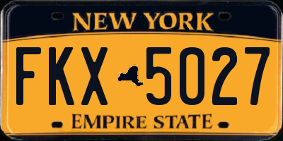 NY license plate FKX5027