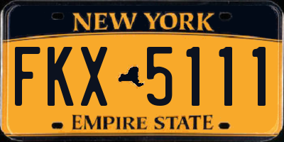 NY license plate FKX5111