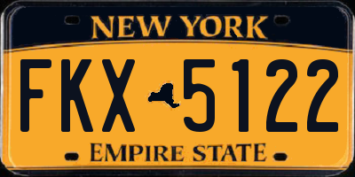 NY license plate FKX5122