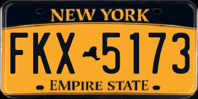 NY license plate FKX5173