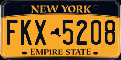 NY license plate FKX5208