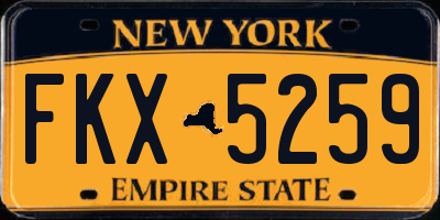 NY license plate FKX5259