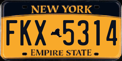 NY license plate FKX5314