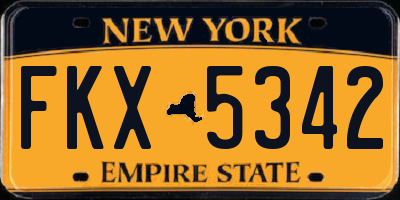 NY license plate FKX5342