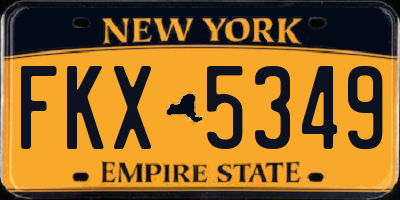NY license plate FKX5349